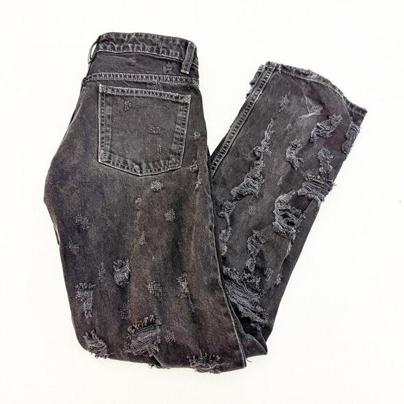 Zara Ripped Distressed Zippered Denim Jeans Bootcut Wide Leg Size 2 - Picture 7 of 7